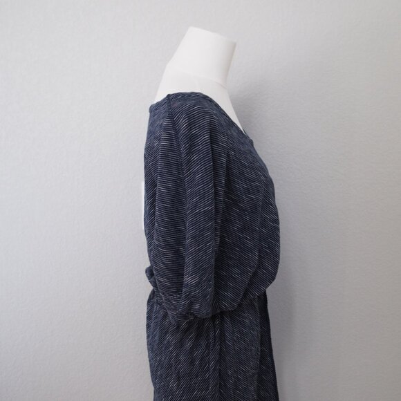Vintage Woolrich Extra Large Drawstring Waist Navy Striped Dress 100% Cotton - Picture 5 of 13